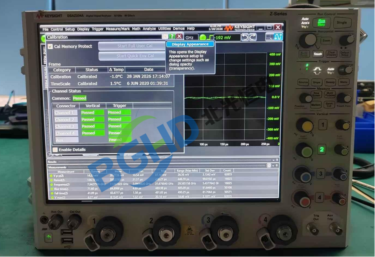 是德科技示波器通道2故障,基线偏置较大,无法测量 维修案例