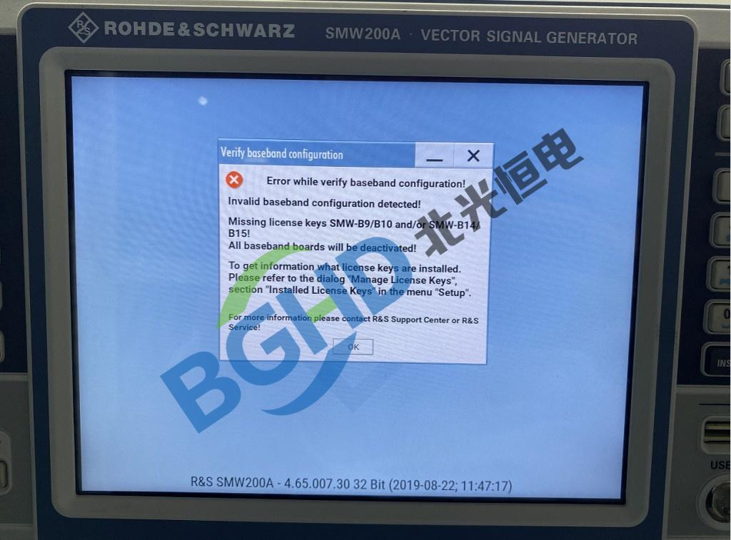 罗德与施瓦茨SMW200A信号源开机报错故障维修案例